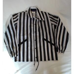 DALCO ATHLETE REFEREE JACKET SIZE MEDIUM BLACK AND WHITE STRIPED  RAIN SHELL